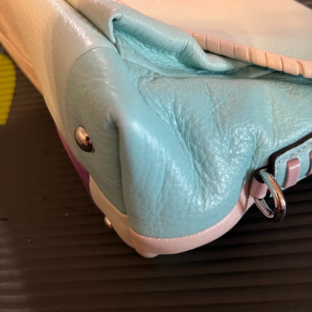 Aimee Kestenberg Pastel Ombre Leather Crossbody Bag - Mint, Lavender, Purple - Picture 7 of 13